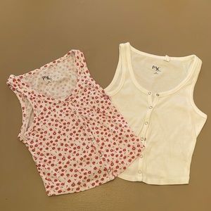 PAC Sun Tank Tops XS White and Red Floral